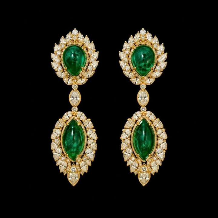Cecilia, Earrings with emeralds and diamonds